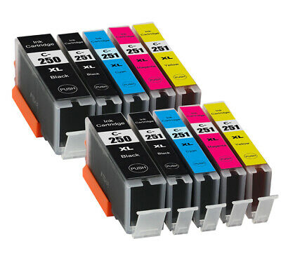 10 Ink Cartridges For Pgi-250xl Cli-251xl Canon Pixma Mg5620 Mg5520 Mg6620 Mx922