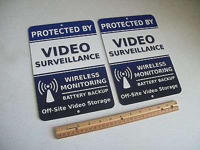 2 Video Surveillance Security System 7x10 Metal Yard Signs - Stock # 718