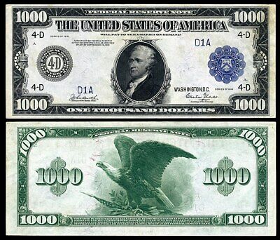 Nice  Crisp Unc. 1918 $1,000 Federal Reserve Note Copy!