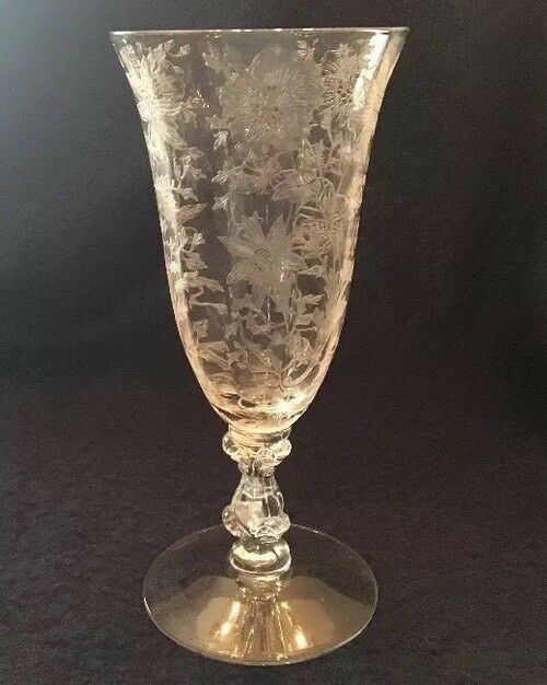 Vintage 1935-1953 Cambridge Wildflower Clear Etched Juice Glass 5 1/2" (c
