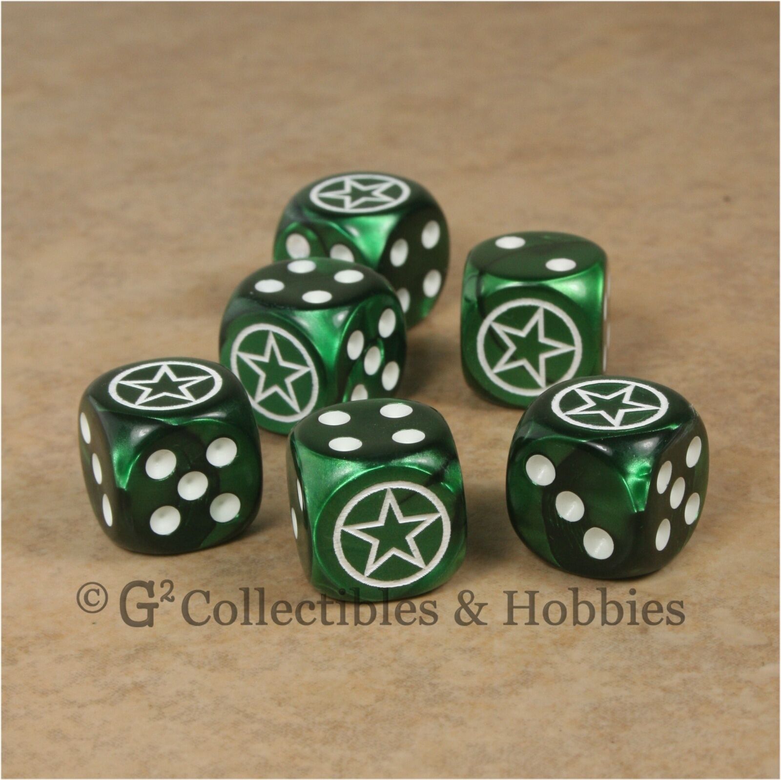 New 6 Us Army Invasion Star Dice Set 16mm Rpg War Game D6 Wwii American Military