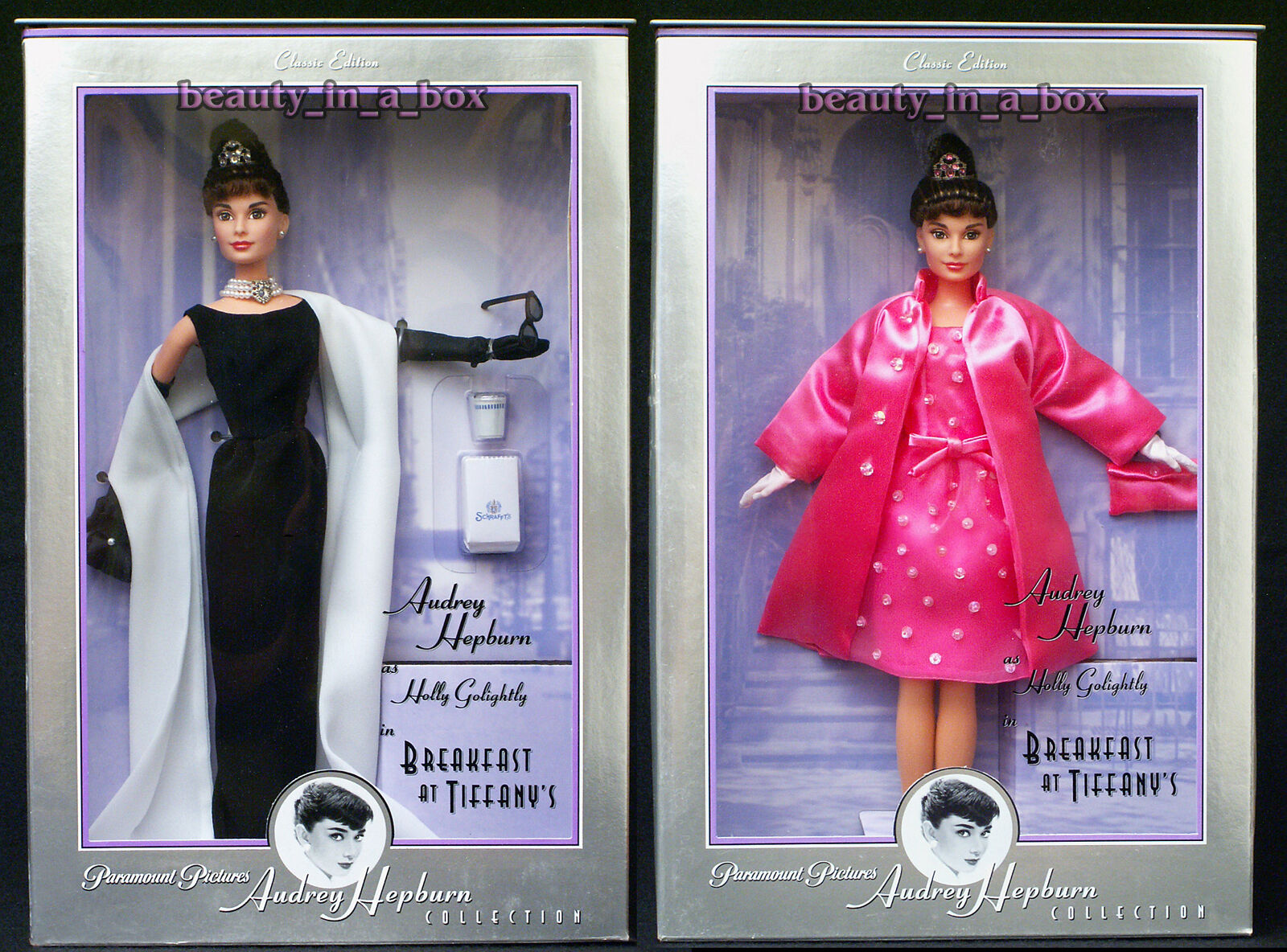 Audrey Hepburn Barbie Doll Breakfast At Tiffany's Givenchy Black Gown Pink 2 Exc