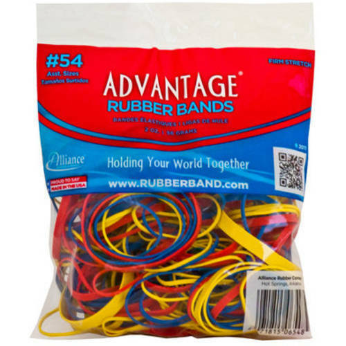 Rubber Bands Size #54 (assorted Size & Color) Heavy Duty Made In Usa 1/8 Lb