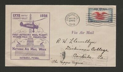 Us 1938 National Airmail Week Namw First Autogiro Flight Pennsylvania