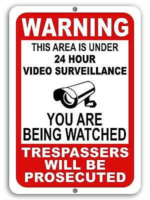 Warning This Property Under 24 Hour Video Surveillance Sign Security Cctv Metal