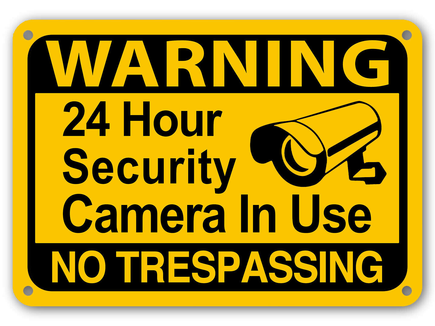 Yellow Warning 24 Hour Video Surveillance No Trespassing Home Security Cctv Sign
