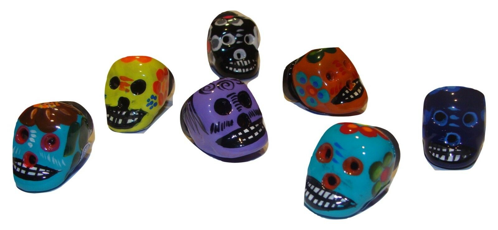 Multi-color Magnet Assortment Sugar Skull Mexico Day Of The Dead Skull 5 Pack
