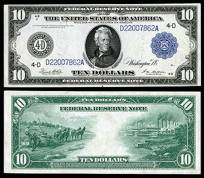 Nice  Crisp Unc.1914 $10 Federal Reserve Note Copy Please Read Description!