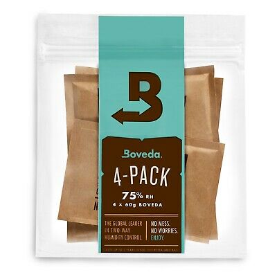 Boveda 75% Rh 2-way Humidity Control | Size 60 For Every 25 Cigars | 4-count