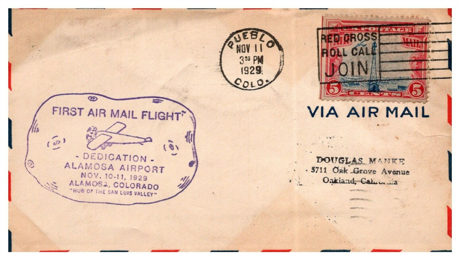 Alamosa Colorado 1929 Airport Dedication Cover #c11 First Air Mail Flight