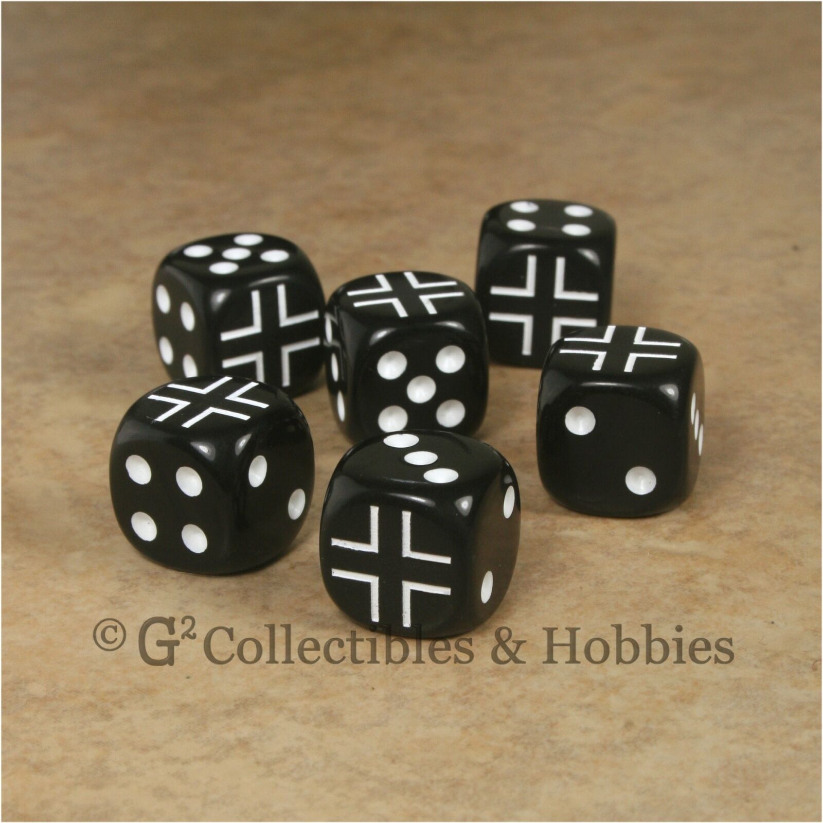 New 6 German Iron Cross Dice Set 16mm Rpg War Game D6 Wwii Germany Army
