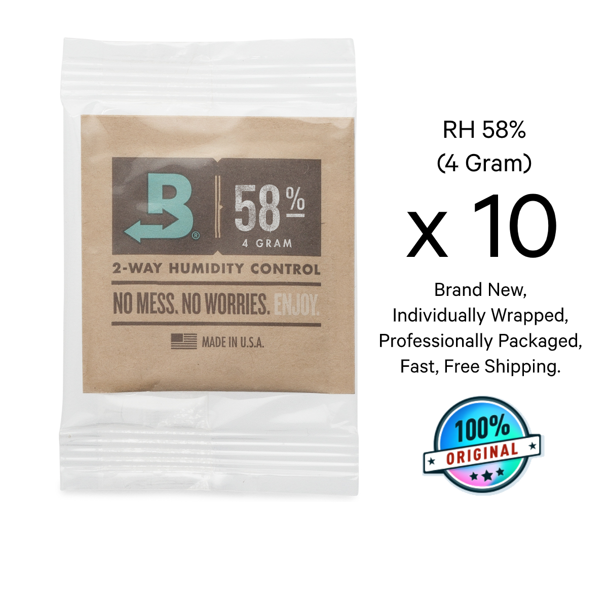 10-pack Boveda 58% 4 Gram Rh 2-way Humidity Control | Over-wrapped+free Shipping