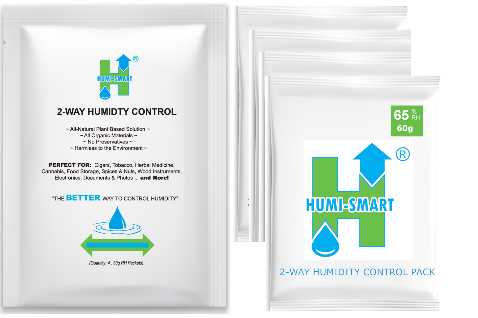 Humi-smart 65% Rh 2-way Humidity Control Packet – 60 Gram 4-pack