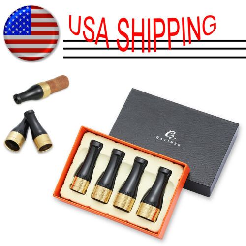 Galiner Gold Pure Copper Cigar Holder Mouthpiece Nozzle 4 Sizes With Gift Box