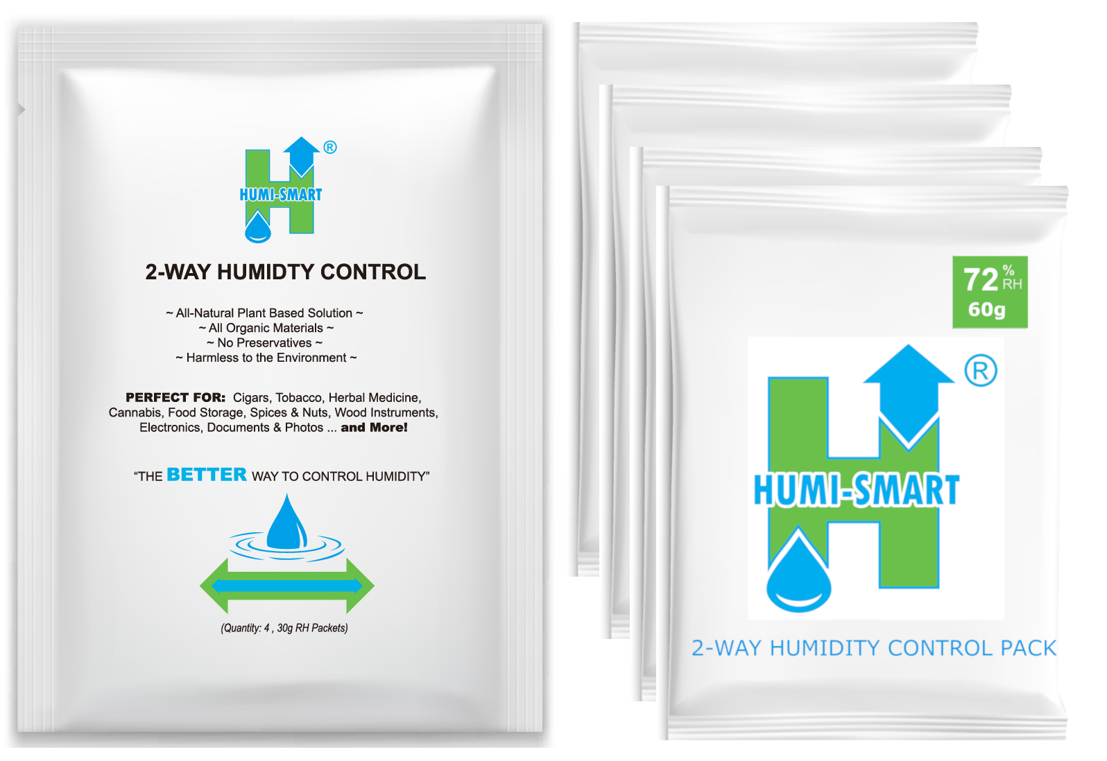 Humi-smart 72% Rh 2-way Humidity Control Packet – 60 Gram 4-pack